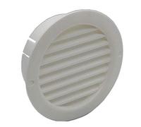Kair White Circular Vent 128mm Dimension Wall Grille with Fly Screen and 100mm - 4 inch Round Rear Spigot