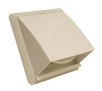 Kair White Cowled Outlet Grille 155mm External Dimension Wall Vent With 125mm - 5 Inch Round Rear Spigot And Backdraught Shutter