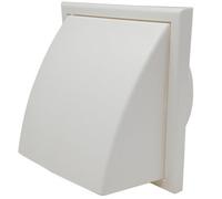 Kair White Cowled Outlet Grille 183mm External Dimension Wall Vent With 150mm - 6 Inch Round Rear Spigot And Backdraught Shutter