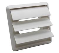 Kair White Gravity Grille 155mm External Dimension Ducting Air Vent With 125mm - 5 Inch Round Rear Spigot And Not-Return Shutters