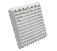 Kair White Louvred Grille 155mm External Dimension Wall Ducting Air Vent With Round 125mm - 5 Inch Rear Spigot