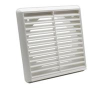 Kair White Louvred Grille 183mm External Dimension Wall Ducting Air Vent With Round 150mm - 6 Inch Rear Spigot