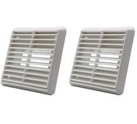 Kair White Louvred Wall Vent Grille 155mm External Dimension with 110mm x 54mm Rectangular Rear Spigot (Pack of 2)