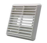 Kair White Louvred Wall Vent Grille 155mm External Dimension With 110mm X 54mm Rectangular Rear Spigot