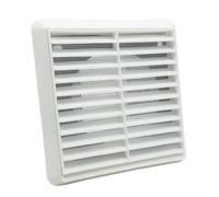Kair White Louvred Wall Vent Grille 155mm External Dimension With Flyscreen And Round 125mm - 5 Inch Rear Spigot