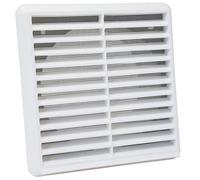 Kair White Louvred Wall Vent Grille 183mm External Dimension With Flyscreen And Round 150mm - 6 Inch Rear Spigot