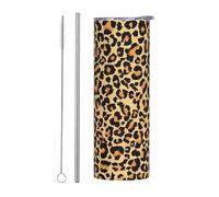 Kaireno 20oz Leopard Tumbler with Lid and Straw Animal Skin Pattern Skinny Stainless Steel Tumblers Insulated Coffee Travel Mug Cups Water Bottle Gift for Women Leopard Lovers