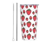 Kaireno Strawberry Tumbler Berries Stainless Steel Insulated Tumblers with Lid Straw Reusable Summer Fruit Coffee Travel Mug Tea Drinking Water Wine Cups Birthday Gifts for Women 20 Oz