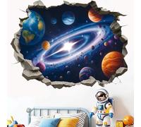 KAIRNE 3D Cosmic Galaxy Wall Stickers Moon Decals for Boys Room Teenagers Space Planet Breakthrough Sticker Solar System Wall Art for Playroom Nursery Kids Bedroom Decor