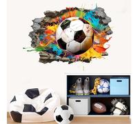 KAIRNE 3D Cracked Wall Color Splash Football Removable Boys Bedroom Wall Stickers