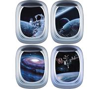 KAIRNE 3D Planet Wall Sticker, Astronaut Wall Sticker for Children's Room, Boys, 3D Porthole Wall Sticker, Space Wall Sticker, Teenager, Living Room Decoration