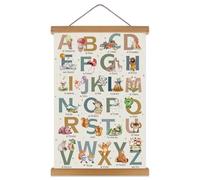 KAIRNE Alphabet Poster With Wood Magnetic Hanging Framed(35CMx56CM) Kids Growth Mindset Canvas Hang Signs,Emotions Learning Prints Classroom Decor Animal ABC Wall Art for Playroom Nursery Decor