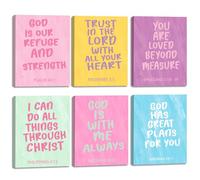 KAIRNE Bible Wall Art Inspirational Scripture Wall Decor Set of 6 (8x10'',Framed) Faith Poster Set Christian Canvas Picture Colorful Bible Verses Artwork Christmas Wall Art for Bedroom Home Decor