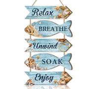 KAIRNE Coastal Beach Shell Relax Breathe Spa Bathroom Wall Sign Plaque