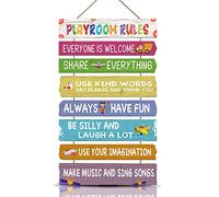 KAIRNE Colorful Playroom Rules Kids Inspirational Hanging Wall Sign Plaque