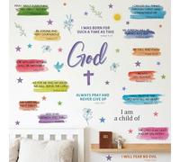 KAIRNE Colourful Bible Verse Wall Stickers I Am a Child of God Christian Scripture Peel and Stick Decals Removable PVC Religious Quote Art for Bedroom Sunday School Nursery Church Decor