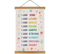 KAIRNE Floral Kids Positive Affirmations Canvas Hanging Scroll Wall Decor
