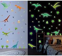 KAIRNE Glow in The Dark Dinosaur Palm Tree Removable Kids Wall Stickers
