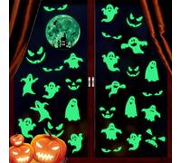 KAIRNE Glow in The Dark Ghost Window Clings - Halloween Decoration, Removable Boo Ghost Wall Decor for Children's Bedroom, Nursery, Living Room, Party