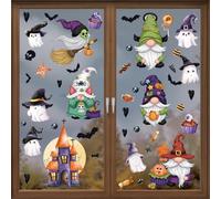 KAIRNE Halloween Gnome Ghost Bat Haunted House Removable Window Stickers