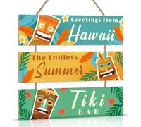 KAIRNE Hawaii Wood Sign Vintage Totem Tribal Tiki Bar Wall Plaque Summer Party Decorations Tropical Beach Hanging Plaque for Tiki Pub Outside Hawaii Retro Seaside Summer Wooden Plaque