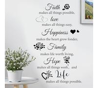 KAIRNE Inspirational Quotes Wall Stickers Faith Makes All Things Possible Decals Motivational Lettering Saying Butterfly Wall Art Faith Hope Love Laugh Family Live Sticker for Home Bedroom Living Room