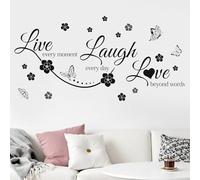 KAIRNE Live Laugh Love Wall Sticker Positive Quotes Home Bedroom Family Wall Decoration Live Every Moment Decals Butterfly Life Motto Art Letters Home Decor for Living Room Bedroom