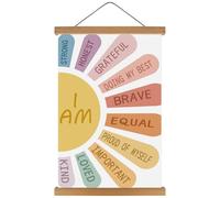 KAIRNE Positive Affirmations Wall Decor for Kids I Am Kind Inspirational Quotes Poster Canvas Flower Hanging Inspirational Banner Decor for Classroom Boho Motivation Quotes Poster fot Nursery Playroom