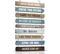 KAIRNE Set of 9 Inspirational Quotes Wall Art, Motivational Phrases Wall Sign, Inspirational Words Be Brave Wood Sign for Living Room, Bedroom, Office Decor