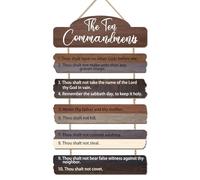 KAIRNE Ten Commandments Christian Religious Rustic Scripture Wall Art Sign