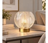Kairui Lighting 20cm Leaf Glass Table Lamp, Gold Metal Bedside Lamp with On-Off Switch, Thickened Glass Shade in Clear, Modern Decor Light for Bedroom Living Room Study (Clear)
