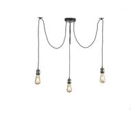 Kairui Lighting 3-Light Spider Light Chandelier | E27 Antique Bronze Base,150cm Adjustable Twisted Wire Pendant Light Ceiling Light Fixture,for Dining Hall (Bulbs Included)