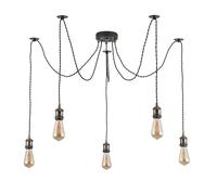 Kairui Lighting 5-Light Spider Light Chandelier | E27 Antique Bronze Base,150cm Adjustable Twisted Wire Pendant Light Ceiling Light Fixture,for Dining Hall (Bulbs Included)