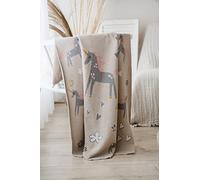 Kaiser 65214 UNICORN - Knitted baby blanket 100% organic cotton (kbA), breathable baby blanket, all year round, newborn, stroller blanket, baby shawl blanket, collar natural combo