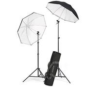 Kaiser Fototechnik 1204 Strobist 2 Light Stands, 2x Reflector Umbrellas, 2 tilt Joints Tripod Kit for Flash Devices, Black