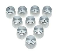 KAISH 10pcs Guitar AMP Amplifier Push on fit Knobs White with Chrome Cap Top Fits 6mm diameter Pots Marshall Amplifiers