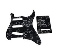 KAISH 11 Hole 3D Printed Strat Style SSS Plastic Pickguard ST Back Plate Tremolo Trem Cover for USA/Mexico Stratocaster/Strat Flower Pattern