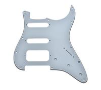 KAISH 11 Hole American Modern Strat Style HSS Pickguard 2-Screw Round Corner Humbucking Pickup Mounting for Stratocaster/Strat White 3 Ply