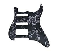 KAISH 11 Hole American Modern Strat Style HSS Pickguard 2-Screw Round Corner Humbucking Pickup Mounting for Stratocaster/Strat Flower Pattern