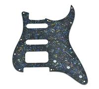 KAISH 11 Hole American Modern Strat Style HSS Pickguard 2-Screw Round Corner Humbucking Pickup Mounting for Stratocaster/Strat Abalone Pearl