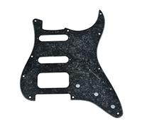 KAISH 11 Hole American Modern Strat Style HSS Pickguard 3-Screw Round Corner Humbucking Pickup Mounting for Stratocaster/Strat Black Pearl