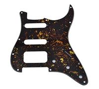 KAISH 11 Hole American Modern Strat Style HSS Pickguard 3-Screw Round Corner Humbucking Pickup Mounting for Stratocaster/Strat Dark Tortoise