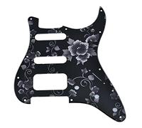 KAISH 11 Hole American Modern Strat Style HSS Pickguard 3-Screw Round Corner Humbucking Pickup Mounting for Stratocaster/Strat Flower Pattern