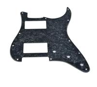 KAISH 11-Hole Modern Style 2-Humbucker H/H Pickguard for American Strat with dual humbucking pickups Humbucker with Square Corner Black Pearl