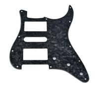 KAISH 11-Hole Modern Style Standard ST HSH Pickguard for American Strat Humbucker with Square Corner Black Pearl