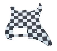 KAISH 11 Hole ST/Strat Style One Humbucker Guitar Pickguard Scratch Plate for Delonge Stratocaster/Strat Black/White Grid