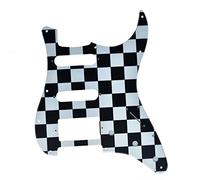 KAISH 11 Hole ST/Strat Style Pickguard HSS Pick Guard for USA/Mexico Stratocaster/Strat Black/White Grid