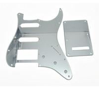 KAISH 11 Hole ST/Strat Style Pickguard HSS Pick Guard with ST Back Plate Tremolo Trem Cover for USA/Mexico Stratocaster/Strat Silver Mirror 1 Ply