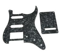 KAISH 11 Hole ST/Strat Style Pickguard HSS Pick Guard with ST Back Plate Tremolo Trem Cover for USA/Mexico Stratocaster/Strat Black Pearl