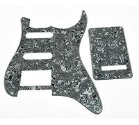 KAISH 11 Hole ST/Strat Style Pickguard HSS Pick Guard with ST Back Plate Tremolo Trem Cover for USA/Mexico Stratocaster/Strat Black White Shell